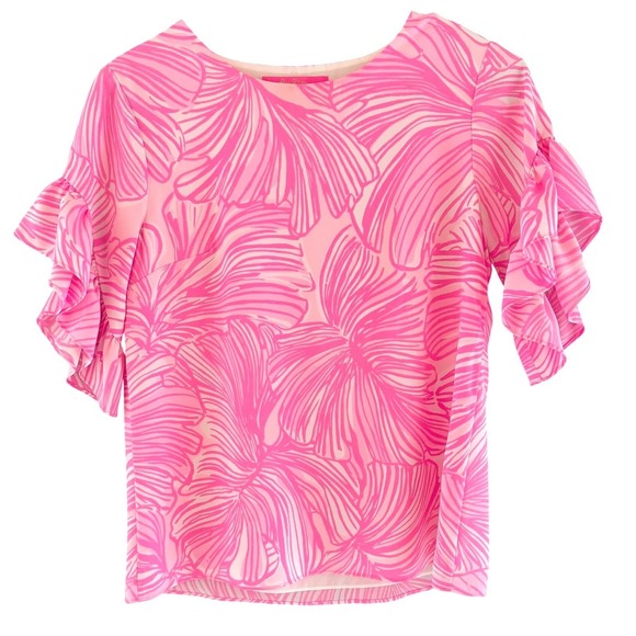 Lilly Pulitzer Tops - Lilly Pulitzer Darlah Ruffle-Sleeve Top Prosecco Pink Size XXS Cottagecore